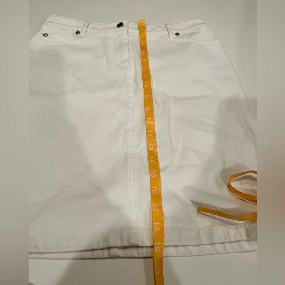 J. McLaughlin preppy classic summer white‎ denim mini knee length skirt size 4 - Picture 7 of 9